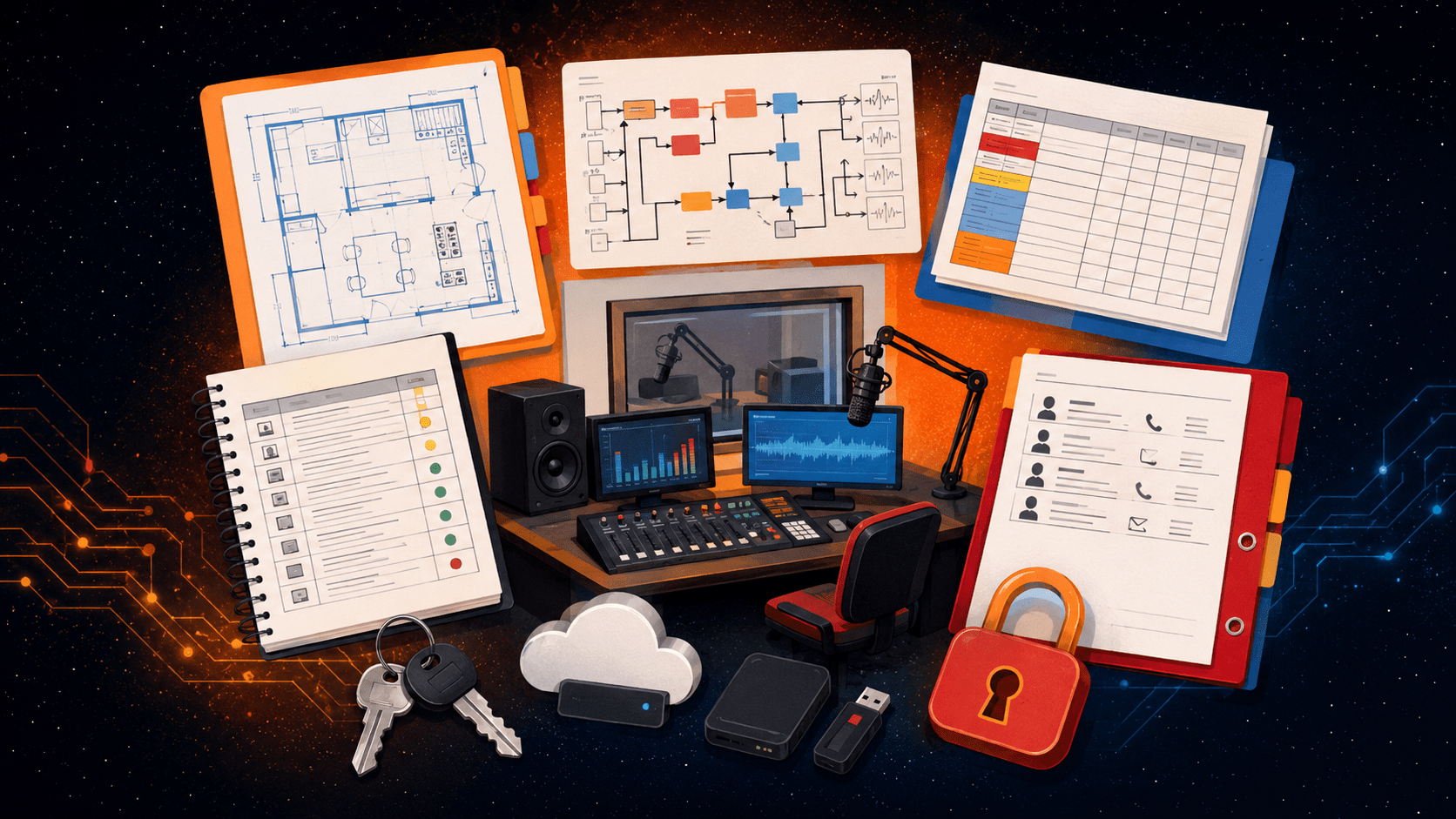 Community radio station documentation, diagrams and technical records
